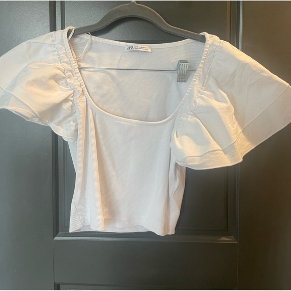 Zara Ruffled Ribbed Top - Picture 2 of 2